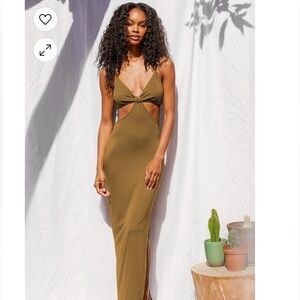 NWT Opening Night Olive Green Cutout Bodycon Maxi Dress Size Medium - Lulus